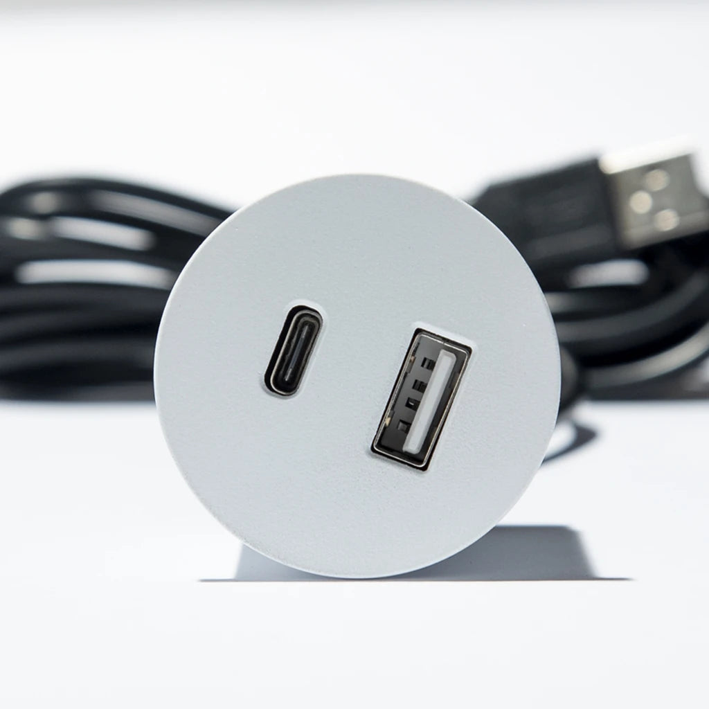 ASA 06029P00001 Nabíjecí HUB vestavný VERSAPICK, 2xUSB 5V (typ A), ⌀42mm, kulatý, plast, bílá matná ASA 06029P00001 Nabíjecí HUB vestavný VERSAPICK, 2xUSB 5V (typ A), ⌀42mm, kulatý, plast, bílá matná
